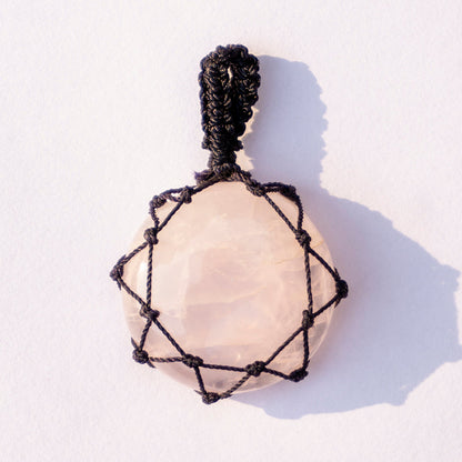 Rose Quartz Crystal And Stone Necklace Crochet Pendant Jewellery