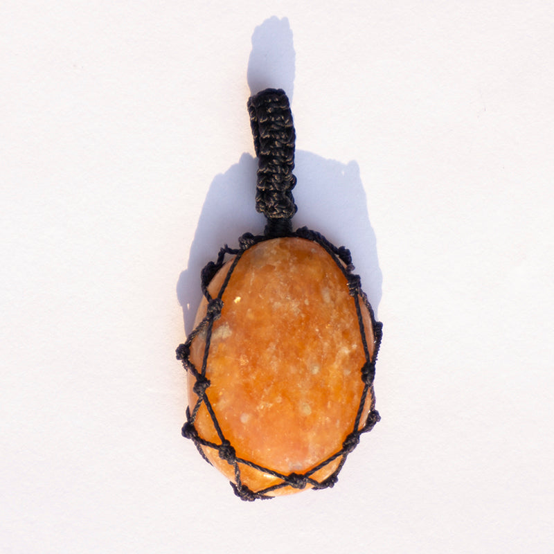 Peach Moonstone Crystal And Stone Necklace Crochet Pendant Jewellery