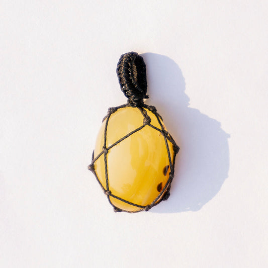 Yellow Onyx Crystal And Stone Necklace Crochet Pendant Jewellery