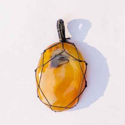 Yellow Onyx Crystal And Stone Necklace Crochet Pendant Jewellery