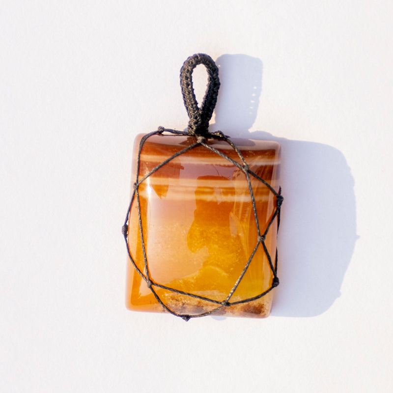 Yellow Onyx Crystal And Stone Necklace Crochet Pendant Jewellery