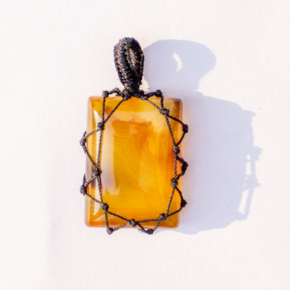 Yellow Onyx Crystal And Stone Necklace Crochet Pendant Jewellery