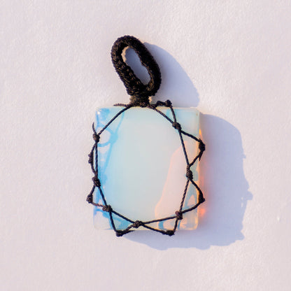 Opalite Crystal And Stone Necklace Crochet Pendant Jewellery