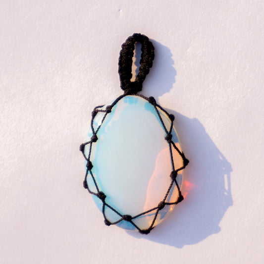 Opalite Crystal And Stone Necklace Crochet Pendant Jewellery