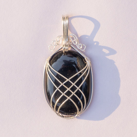 Real Black Onyx Crystal And Stone Necklace Oval Pendant Jewellery