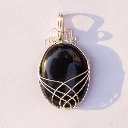 Black Onyx Crystal And Stone Necklace Oval Pendant Jewellery