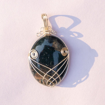 Moss Agate Crystal And Stone Necklace Pendant Jewellery