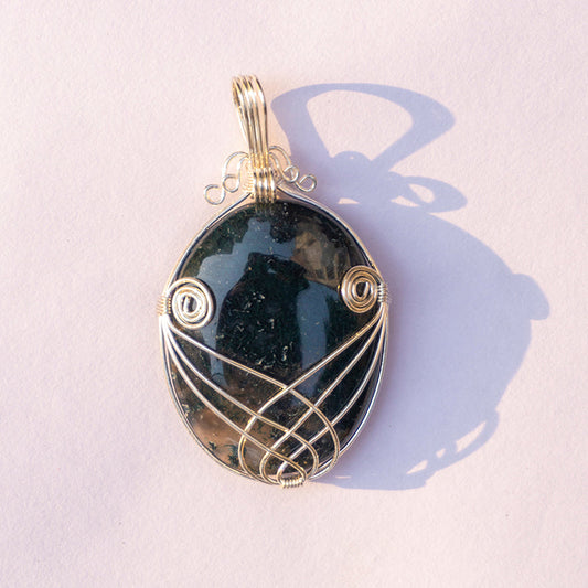 Moss Agate Crystal And Stone Necklace Pendant Jewellery