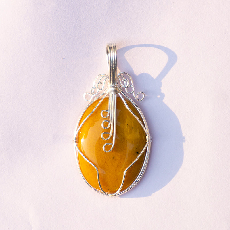 Yellow Aventurine Crystal And Stone Necklace Oval Mistletoe Pendant Jewellery