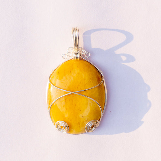 Yellow Aventurine Crystal And Stone Necklace Oval Pendant Jewellery