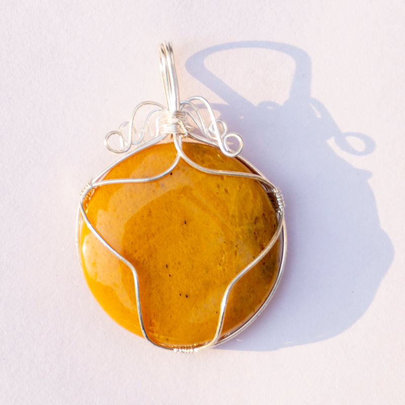 Yellow Aventurine Crystal And Stone Necklace Round Pendant Jewellery