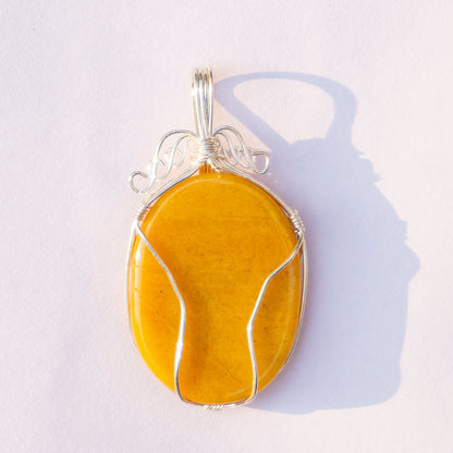 Yellow Aventurine Crystal And Stone Necklace Oval Mistletoe Pendant Jewellery