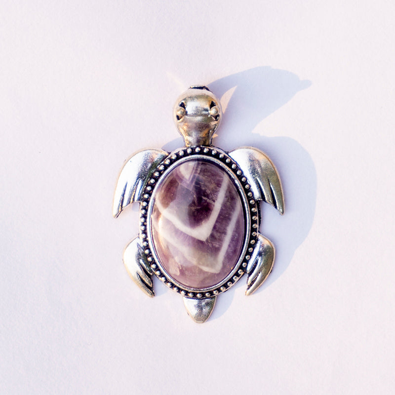 Amethyst Crystal And Stone Necklace Turtle Pendant Jewellery