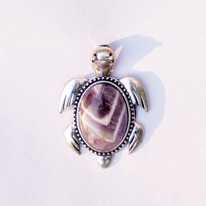 Amethyst Crystal And Stone Necklace Turtle Pendant Jewellery