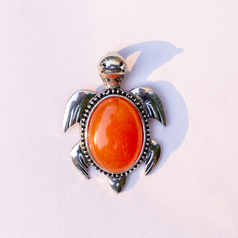 Carnelian Crystal And Stone Necklace Turtle Pendant Jewellery