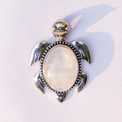 Clear Quartz Crystal And Stone Necklace Turtle Pendant Jewellery