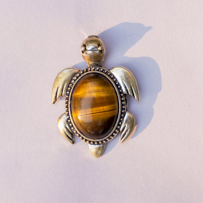 Tiger Eye Crystal And Stone Necklace Turtle Pendant Jewellery