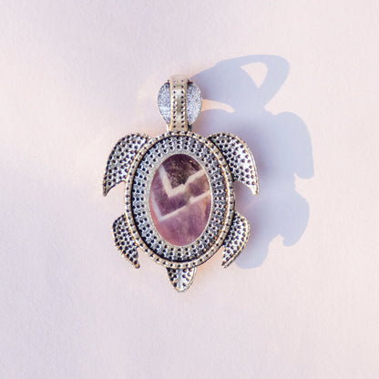 Amethyst Crystal And Stone Necklace Turtle Pendant Jewellery