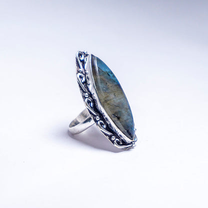 Labradorite Crystal And Stone Ring Jewellery