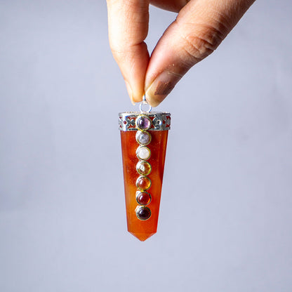 Carnelian Crystal And Stone Necklace Flat Wand Pendant Jewellery