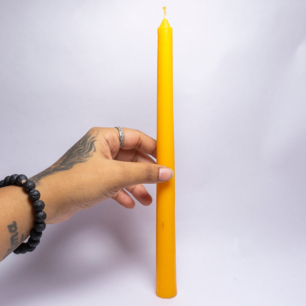 Long Simple Dark Yellow Candle Daily Ritual Candle