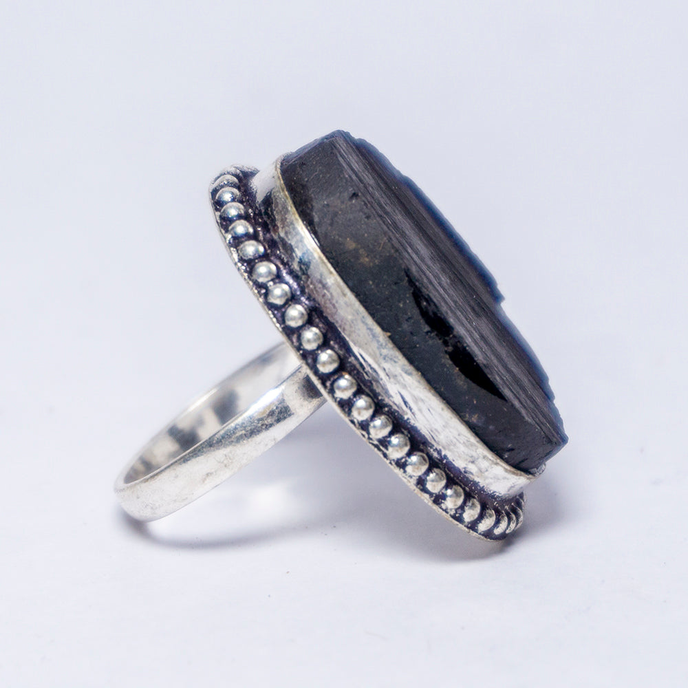 Black Tourmaline Crystal And Stone Ring Jewellery