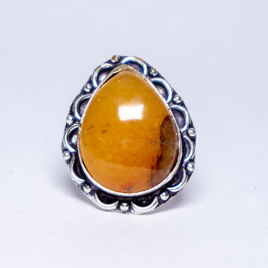 Golden Quartz Crystal And Stone Ring Jewellery