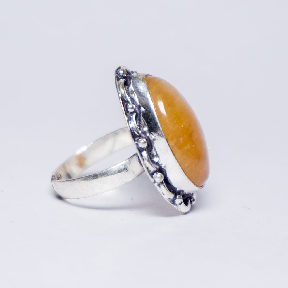 Golden Quartz Crystal And Stone Ring Jewellery