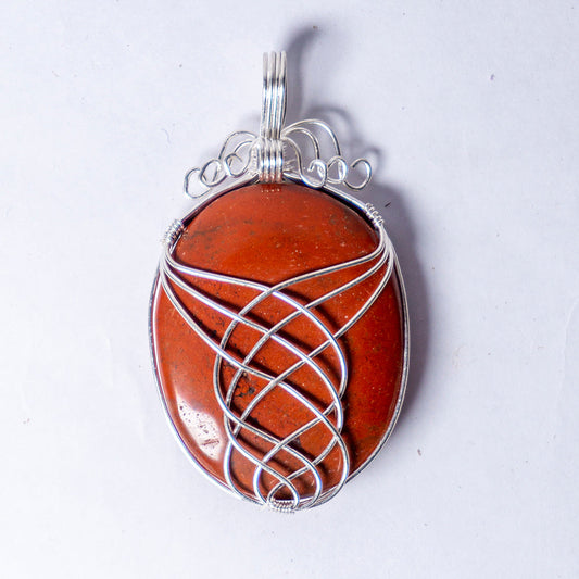 Red Jasper Crystal And Stone Necklace Oval Pendant