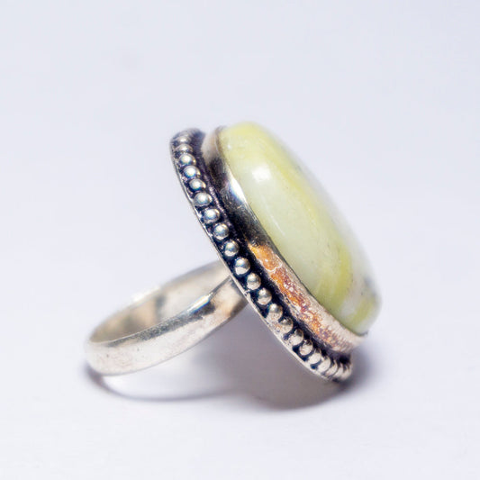 Lemon Njade Crystal And Stone Ring Jewellery