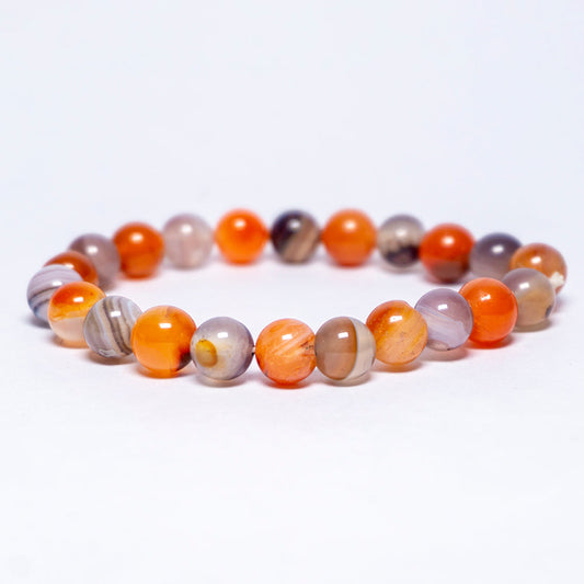 Botswana agate & Carnelian, New Beginnings + Business Growth + Success +Security + Motivation Combination Bracelet