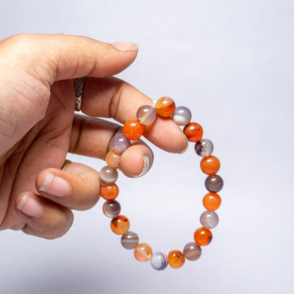 Botswana agate & Carnelian, New Beginnings + Business Growth + Success +Security + Motivation Combination Bracelet