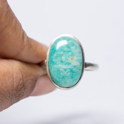 Amazonite Crystal Ring In Sterling Silver