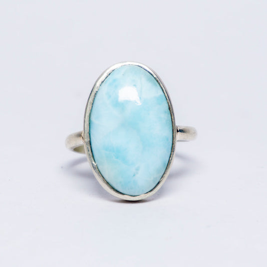 Larimar Crystal Ring In Sterling Silver