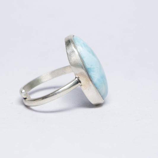 Larimar Crystal Ring In Sterling Silver