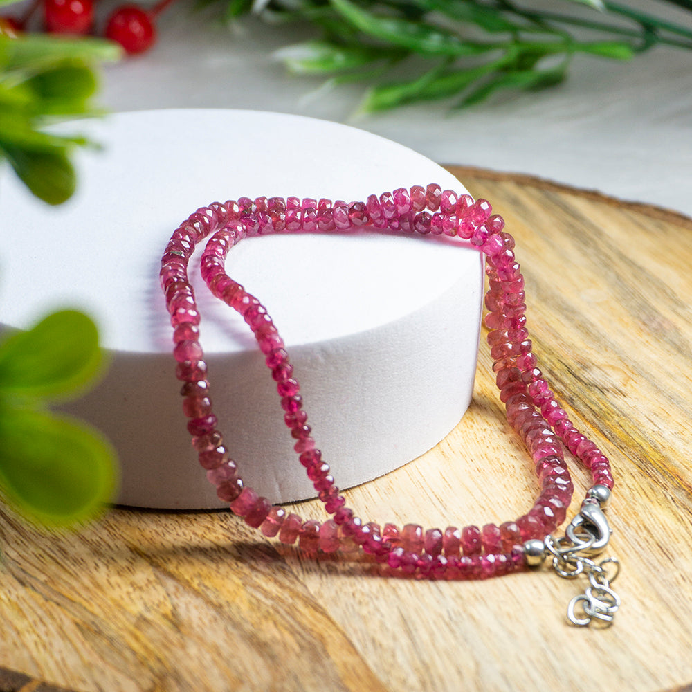 Pink Tourmaline Crystal And Stone Necklace Jewellery