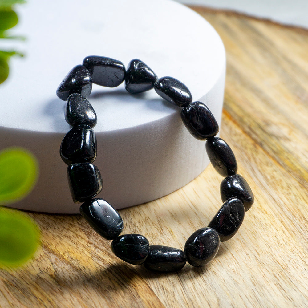 Black Tourmaline Bracelet Crystal And Stone Tumble Bracelet