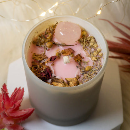 Love Spell With Rose Quartz Intention Candle