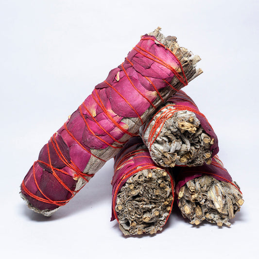 Pack of 4 - Sage Sticks with Rose Smudge Stick Bundle