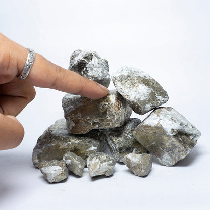 Pyrite Cube Crystal And Raw Stone