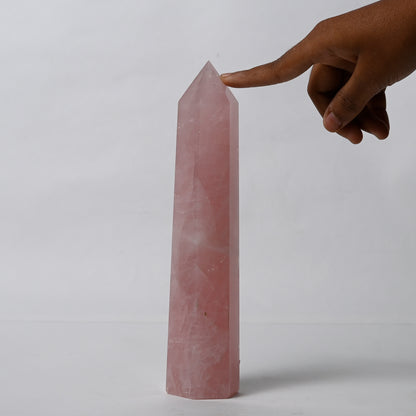 Real Rose Quartz Crystal Tower