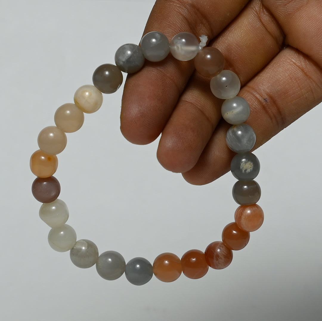 Real Multi Moonstone Crystal and Stone Bead Bracelet Jewellery 8mm