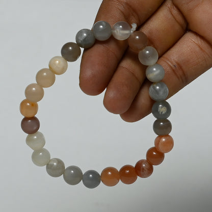 Real Multi Moonstone Crystal and Stone Bead Bracelet Jewellery 8mm