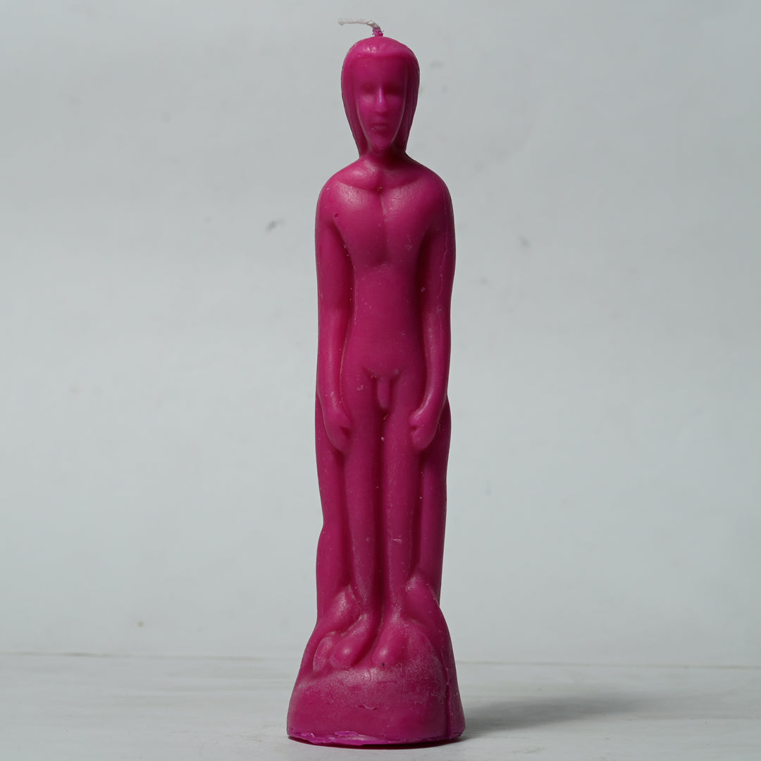 Real Realistic Male Torso Figure Candle Dark Pink