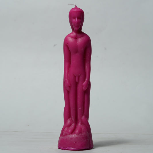 Real Realistic Male Torso Figure Candle Dark Pink