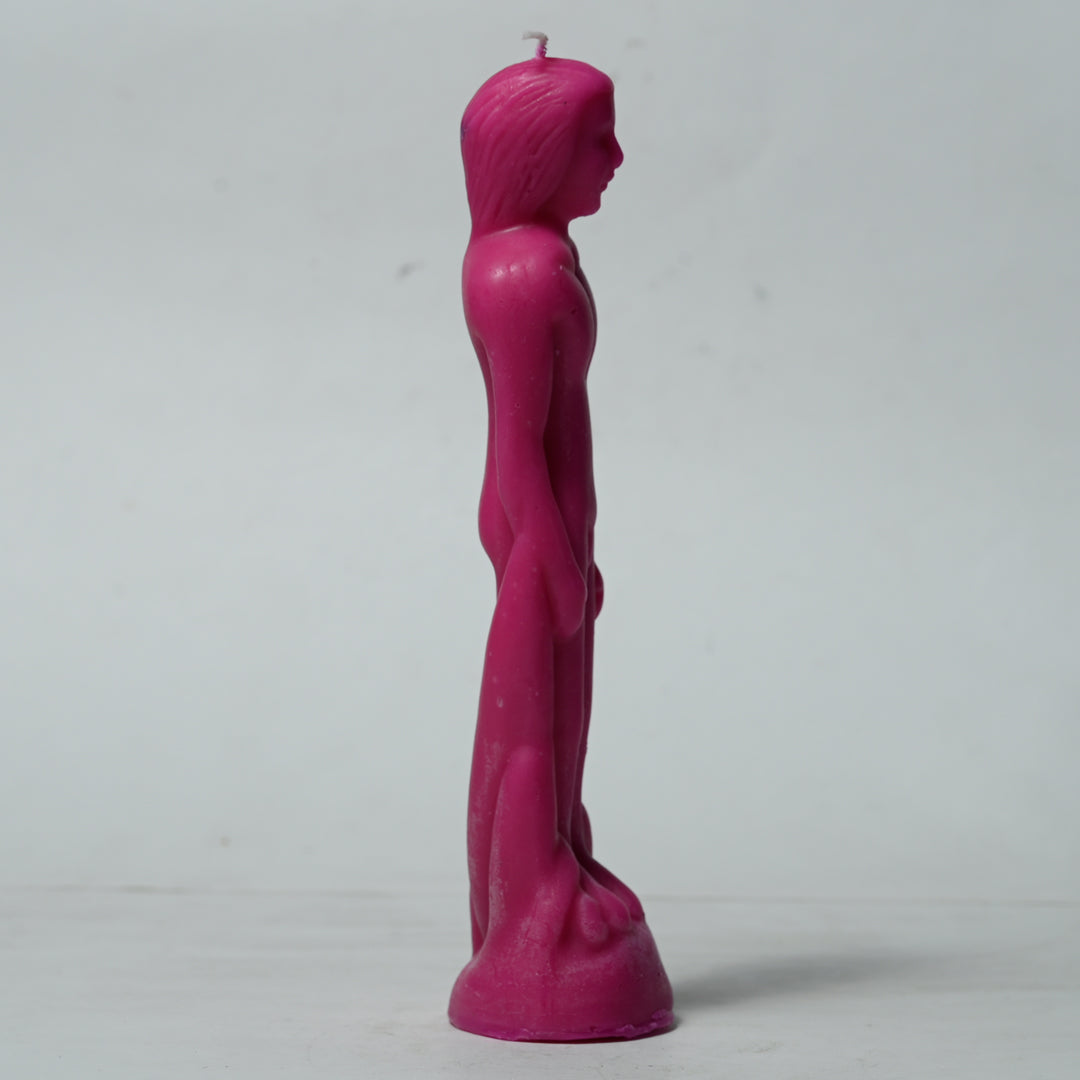 Real Realistic Male Torso Figure Candle Dark Pink