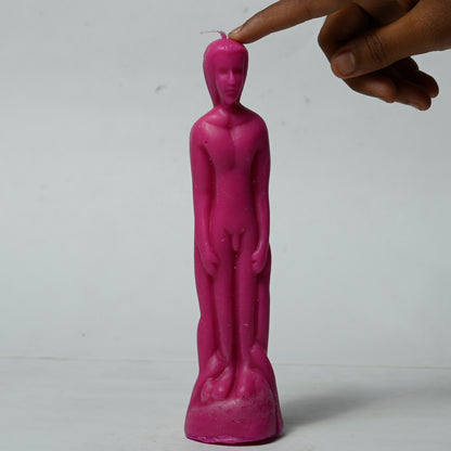 Real Realistic Male Torso Figure Candle Dark Pink