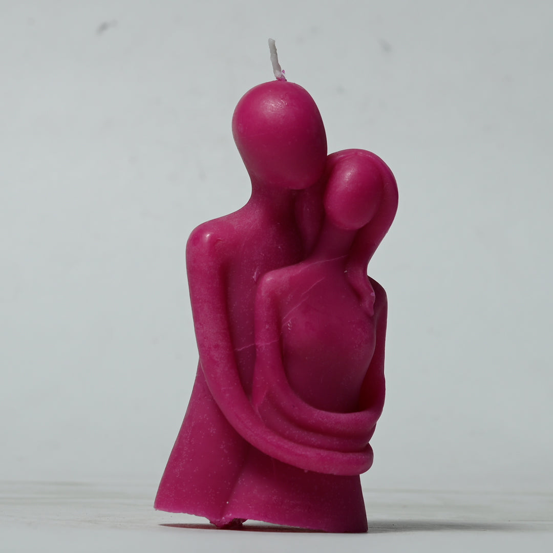 Real Couple Hugging Figure Candle Dark Pink Style 2