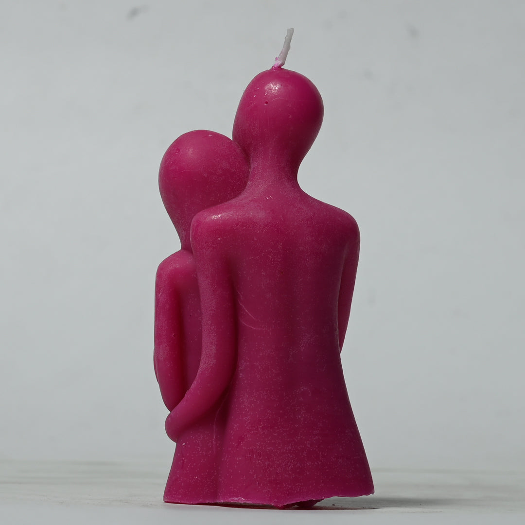 Real Couple Hugging Figure Candle Dark Pink Style 4