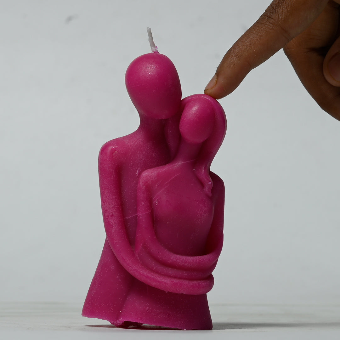 Real Couple Hugging Figure Candle Dark Pink Style 5